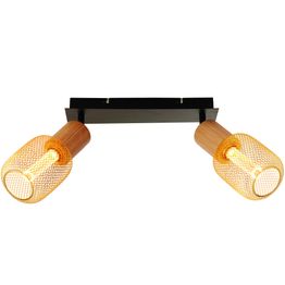 Spinny 2Lt Spotlight - Wood &amp; Matt Black Metal