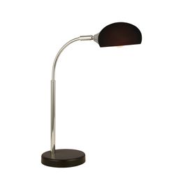 Astro Table Lamp - Black &amp; Chrome Metal &amp; Black Glass Shade