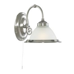 American Diner Wall Light - Satin Silver Metal &amp; Acid Glass