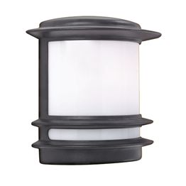 Stroud Wall Light- Black Metal &amp; White Polycarbonate, IP44
