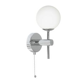 Global Wall Light - Chrome Metal, Mirror &amp; Opal Glass