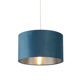 Drum Shade - Teal Velvet with Silver Inner Dia.38cm