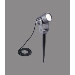 Chelsea Spike/Wall Light, 1 x 3W LED, 3000K, 210lm, 30 Degree, IP65, Grey/Black, c/w 2m Cable,