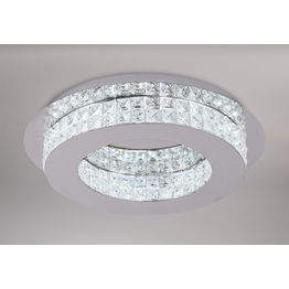 Laura Ceiling Light, 1 x 18W LED, 4000K, 418lm, Polished Chrome/Crystal,