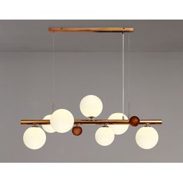 Rylee Linear Pendant , 7 x G9, Antique Copper, Opal &amp; Copper Glass