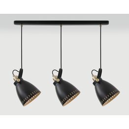 Beah Linear Pendant, 3 x E27, Matt Black/Antique Brass/Khaki