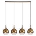 Angela Linear 4 Light Pendant E27 With 30cm Globe Glass, Brass Gold/Clear Brass Gold/Matt Black additional 3