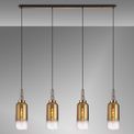 Angela Linear 4 Light Pendant E27 With 16cm Cylinder Glass, Brass Gold/Clear Brass Gold/Matt Black additional 1