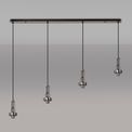 Angela Linear 4 Light Pendant E27 With 30cm Globe Glass, Smoked/Clear Black Chrome/Matt Black additional 6