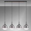 Angela Linear 4 Light Pendant E27 With 30cm Globe Glass, Smoked/Clear Black Chrome/Matt Black additional 1