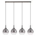 Angela Linear 4 Light Pendant E27 With 30cm Globe Glass, Smoked/Clear Black Chrome/Matt Black additional 4