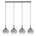 Angela Linear 4 Light Pendant E27 With 30cm Globe Glass, Smoked/Clear Black Chrome/Matt Black additional 3