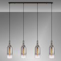 Angela Linear 4 Light Pendant E27 With 16cm Cylinder Glass, Smoked/Clear Black Chrome/Matt Black additional 2