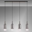 Angela Linear 4 Light Pendant E27 With 16cm Cylinder Glass, Smoked/Clear Black Chrome/Matt Black additional 1