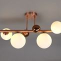 Rylee 4 x G9, Antique Copper, Opal &amp; Copper Glass Semi Flush Ceiling Light additional 1