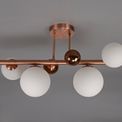 Rylee 4 x G9, Antique Copper, Opal &amp; Copper Glass Semi Flush Ceiling Light additional 2