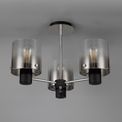 Brita Semi Ceiling Light, 3 x E27, Black/Smoke Fade Glass additional 2