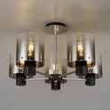 Brita Semi Ceiling Light, 5 x E27, Black/Smoke Fade Glass additional 16