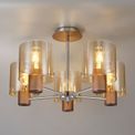 Brita 5 Light Semi Ceiling Light Mocha/Amber Glass additional 18