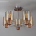 Brita 5 Light Semi Ceiling Light Mocha/Amber Glass additional 17