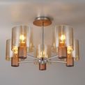 Brita 5 Light Semi Ceiling Light Mocha/Amber Glass additional 1