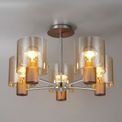 Brita 5 Light Semi Ceiling Light Mocha/Amber Glass additional 20