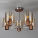 Brita 5 Light Semi Ceiling Light Mocha/Amber Glass additional 21