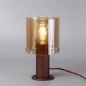Brita Table Lamp, 1 Light Table Lamp E27, Mocha/Amber Glass additional 1