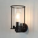 Reneta Wall Light, 1 Light E27, Black/Clear Glass additional 1