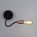 Grace Flexible Switched Wall Lamp, 1 Light E27, Satin Black/Brushed Copper additional 1