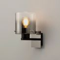 Brita Single Switched Wall Lamp, 1 Light, E27, Black/Smoke Fade Glass additional 1