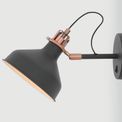 Bronx Adjustable Wall Lamp Switched, 1 x E27, Graphite/Copper/White additional 1