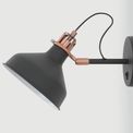 Bronx Adjustable Wall Lamp Switched, 1 x E27, Graphite/Copper/White additional 2