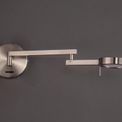Blyss Switched Adjustable Swing Arm Wall Lamp / Reader, 1 x 8W LED, 3000K, Satin Nickel, additional 4