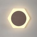 Melody Magnetic Base Wall Lamp, 12W LED 3000K 498lm, 15cm Round 19cm Horizontal Hexagonal Centre, Coffee/Acrylic Frosted Diffuser additional 1