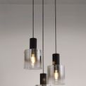 Brita Round Pendant, 3 Light Adjustable E27, Black/Smoke Fade Glass additional 1