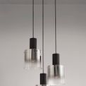 Brita Round Pendant, 3 Light Adjustable E27, Black/Smoke Fade Glass additional 2