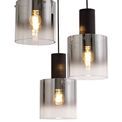 Brita Round Pendant, 3 Light Adjustable E27, Black/Smoke Fade Glass additional 7