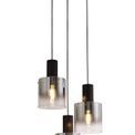 Brita Round Pendant, 3 Light Adjustable E27, Black/Smoke Fade Glass additional 3