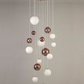 Rylee 16-Light G9 Pendant in Antique Copper with Opal &amp; Copper Glass Shade additional 2