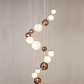 Rylee 16-Light G9 Pendant in Antique Copper with Opal &amp; Copper Glass Shade additional 3