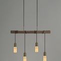 Tulula Pendant, 4 x E27, Medium Oak/Antique Brass additional 1