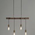Tulula Pendant, 4 x E27, Medium Oak/Antique Brass additional 3