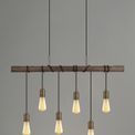 Tulula Pendant, 6 x E27, Medium Oak/Antique Brass additional 1