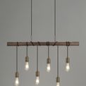Tulula Pendant, 6 x E27, Medium Oak/Antique Brass additional 2