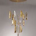 Tianna Pendant 5m 21 x G9, Brass Metal Shade &amp; Cognac Glass Item Weight: 24.9kg additional 2