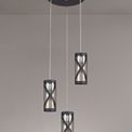 Naomi 3 Light Round Pendant E14, Matt Grey/Polished Chrome/Cognac additional 2