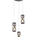 Naomi 3 Light Round Pendant E14, Matt Grey/Polished Chrome/Cognac additional 4