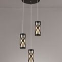 Naomi 3 Light Round Pendant E14, Oiled Bronze/Polished Chrome/Amber additional 1