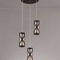 Naomi 3 Light Round Pendant E14, Oiled Bronze/Polished Chrome/Amber additional 2